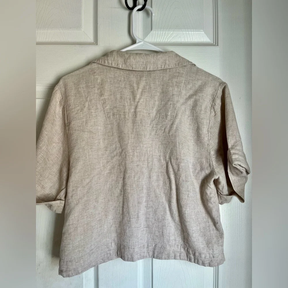 Banana Republic Women's Cropped Linen Embroidered Top - Picture 5 of 9